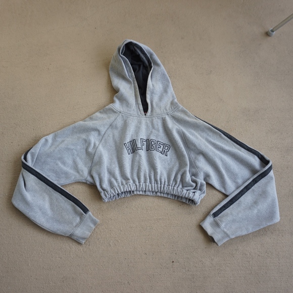 cropped cinched hoodie